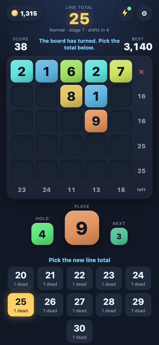 The Total Shift: every ring of the board has turned and the player picks the new total